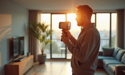 Inspecteur energie dans un appartement lumineux avec camera thermique