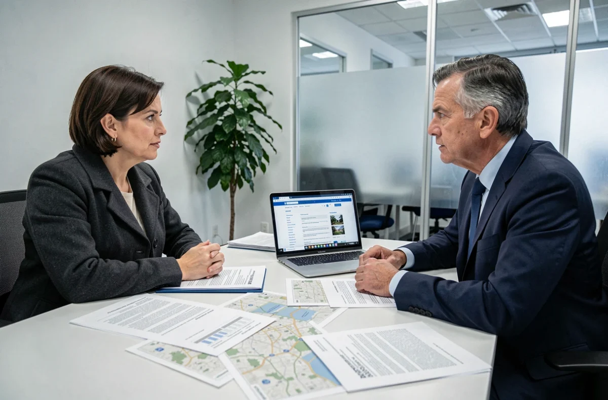 Consultation juridique entre un locataire et un conseiller autour des documents relatifs au préavis en zone tendue