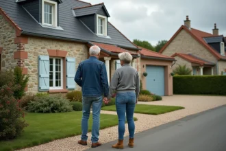 Couple devant une maison à vendre près de SaintNazaire