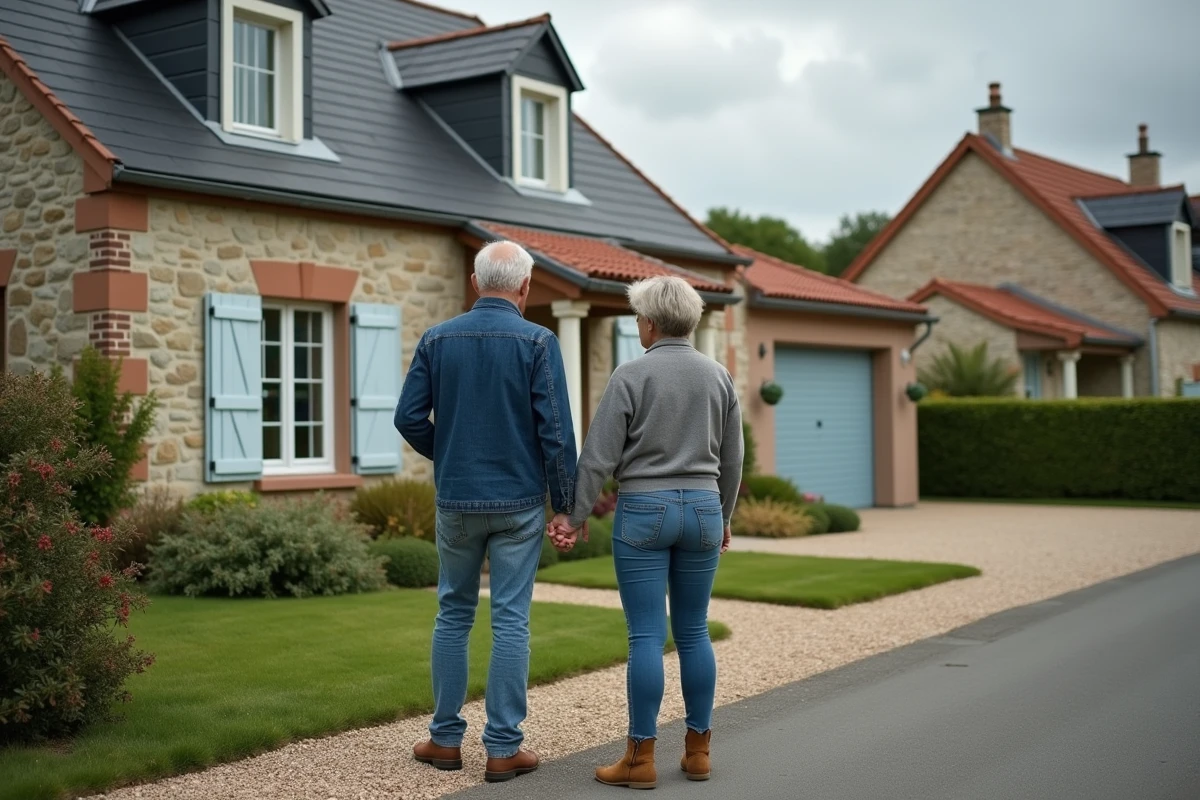 Couple devant une maison à vendre près de SaintNazaire