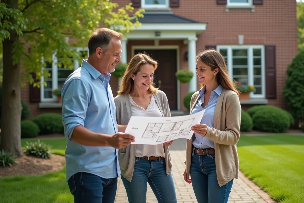 Couple avec agent immobilier lors d