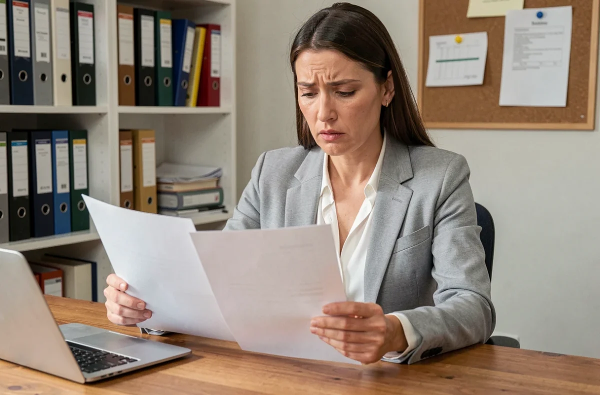 Femme examinant un document de préavis locatif dans un bureau à domicile, illustrant la contestation d'un refus de préavis en zone tendue