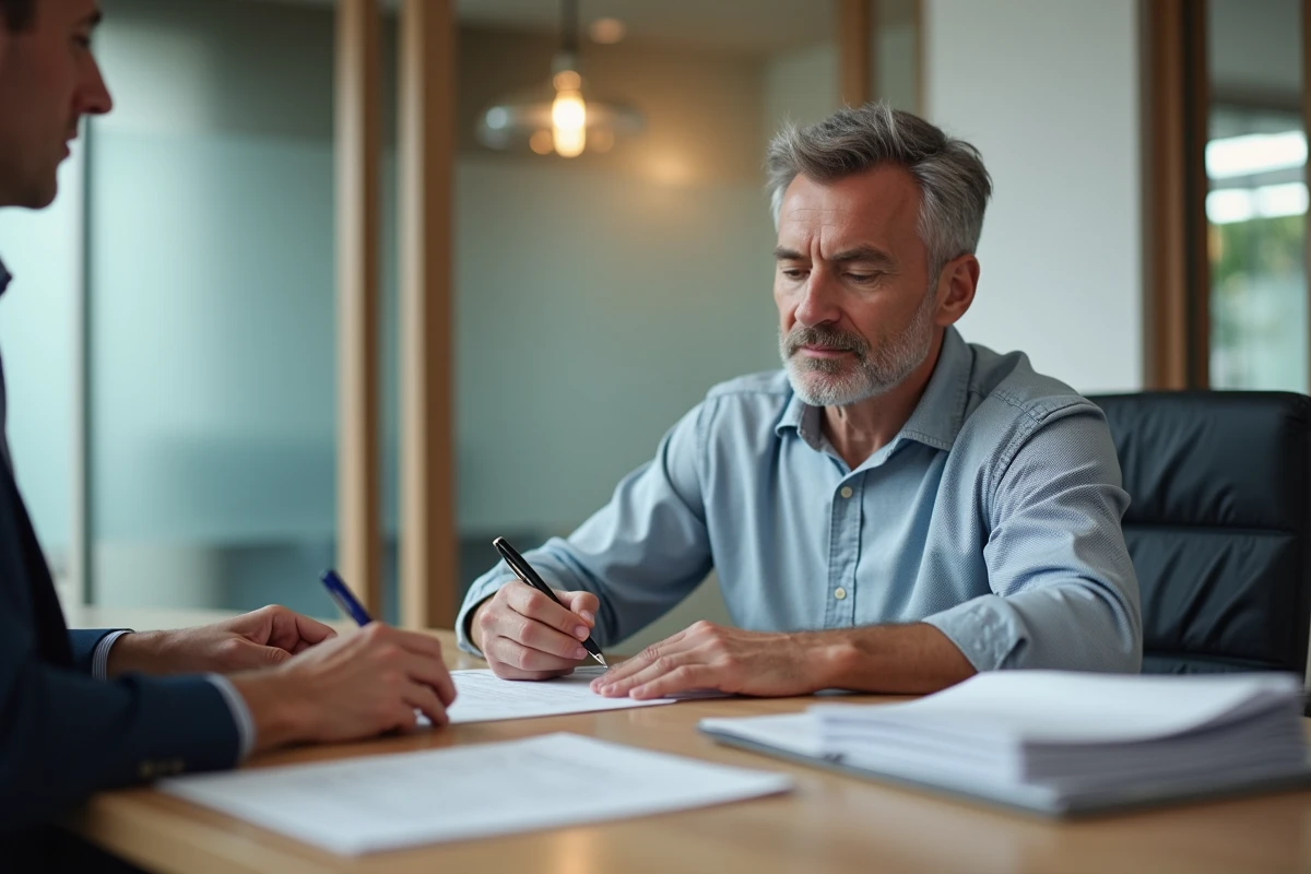 Homme signe un contrat d