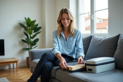Jeune femme souriante dans un appartement lyonnais